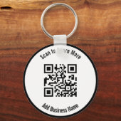 Geschäftsname Schwarz-Weiß-Scan-QR-Code Schlüsselanhänger (Vorderseite)