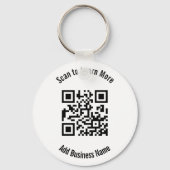 Geschäftsname Schwarz-Weiß-Scan-QR-Code Schlüsselanhänger (Rückseite)