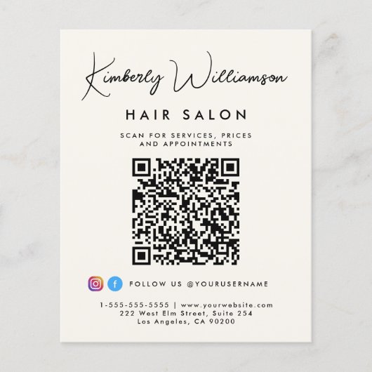 Geschäftsname-Signatur-Schrift-QR-Code Flyer (Vorne)