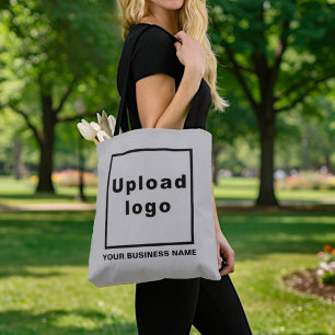 Geschäftsname und Logo Graue Tragetasche Tasche