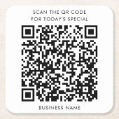 Geschäftsname und QR Code Menü Rechteckiger Pappuntersetzer (Vorderseite)