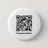 Geschäftsname und QR-Code Schwarzweiß-Vorlage Button (Vorderseite)