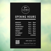 Geschäftsöffnungszeiten auf Schwarz mit Logo-QR-Co Fensteraufkleber (Blatt 3)