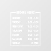 Geschäftsöffnungszeiten Fensteraufkleber (Blatt)