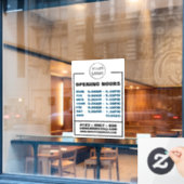 Geschäftsöffnungszeiten, Informationen und Logo Fensteraufkleber (Café-Fenster)