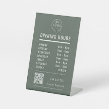 Geschäftsöffnungszeiten Logo QR-Code auf gedämpfte