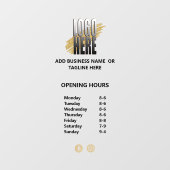 Geschäftsöffnungszeiten mit Logo Fensteraufkleber (Blatt)