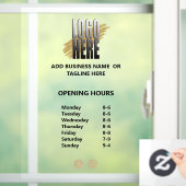 Geschäftsöffnungszeiten mit Logo Fensteraufkleber (Zuhause)