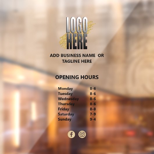 Geschäftsöffnungszeiten mit Logo Fensteraufkleber (Blatt 2)