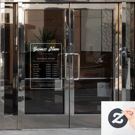 Geschäftsöffnungszeiten Signage White Window Cling Fensteraufkleber (Büro Tür)