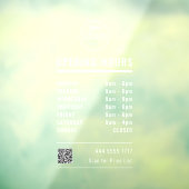 Geschäftsöffnungszeiten weiß mit Logo und QR-Code Fensteraufkleber (Blatt 3)