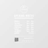 Geschäftsöffnungszeiten weiß mit Logo und QR-Code Fensteraufkleber (Blatt)