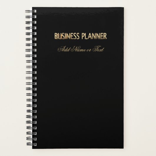 Geschäftsplaner Schwarz-Gold-Typografie Planer (Vorderseite)
