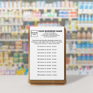 Geschäftsprodukte oder Dienstleistungen auf weißem Briefpapier