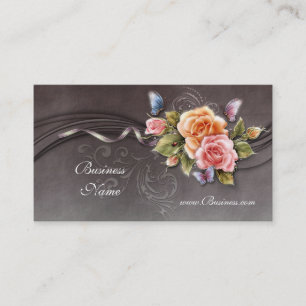 Geschäftsprofilkarte Vintage rosa Rosen 2 Visitenkarte