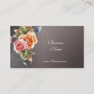 Geschäftsprofilkarte Vintage rosa Rosen 2 Visitenkarte