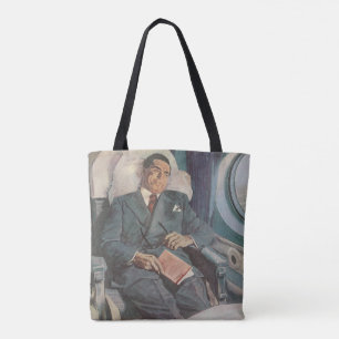 Geschäftsreise im Vintage-Stil, Lesen im Flugzeug Tasche