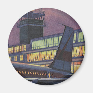 Geschäftsreisende in alter Zeit auf einem Flugzeug Magnet