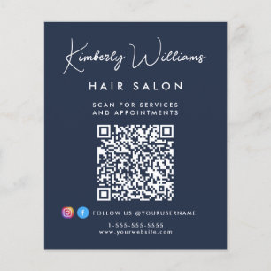 Geschäftssignatur-Schrift-QR-Code Werbe Blau Flyer