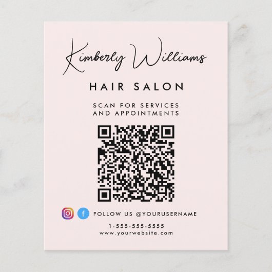 Geschäftssignatur-Schrift-QR-Code Werbe-Pink Flyer (Vorne)
