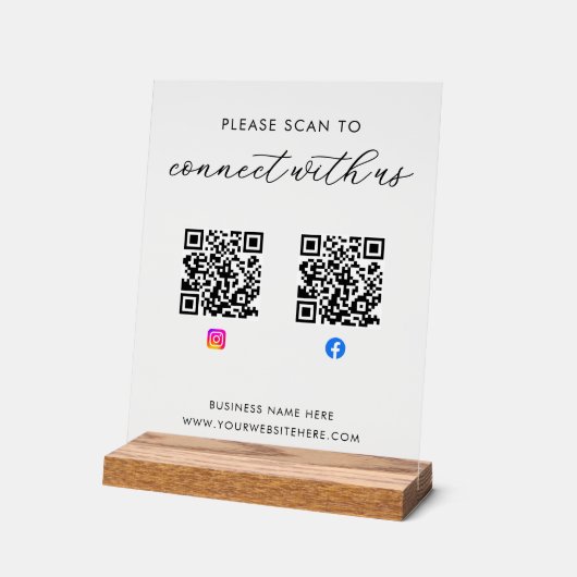 Geschäftsspezifischer QR-Code Acrylschild (Winkel)