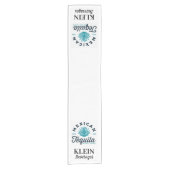 Geschäftstabelle mit Ihrem Logo und Text Kurzer Tischläufer (Vorderseite)