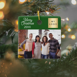 Geschäftsteam-Foto-Logo grün Weihnachten Keramikornament