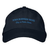 Geschäftstext bestickt auf Navy Cap Bestickte Baseballkappe (Vorderseite)