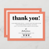 GESCHÄFTSTHANK IHNEN modernes OrangenLOGO Dankeskarte (Vorne/Hinten)