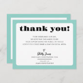 GESCHÄFTSTHANK IHNEN schicke Logo moderne Minze gr Dankeskarte (Vorne/Hinten)