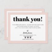 GESCHÄFTSTHANK IHNEN schicke moderne blush pink LO Dankeskarte (Vorne/Hinten)