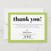 GESCHÄFTSTHANK IHNEN schicke, moderne Limettengrün Dankeskarte (Vorderseite)