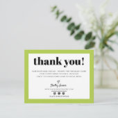 GESCHÄFTSTHANK IHNEN schicke, moderne Limettengrün Dankeskarte (Stehend Vorderseite)