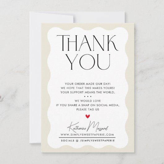 GESCHÄFTSTHANK IHNEN trendige elegante Serifenifen Dankeskarte (Vorderseite)