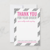 GESCHÄFTSTHANKE BEACHTEN SIE Streifen silber Glitz Dankeskarte (Vorderseite)