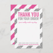 GESCHÄFTSTHANKE BEACHTEN SIE Streifen silber Glitz Dankeskarte (Vorne/Hinten)