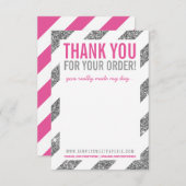 GESCHÄFTSTHANKE BEACHTEN SIE Streifen silber Glitz Einladung (Vorne/Hinten)