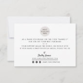 GESCHÄFTSTHANKE IHNEN Logo Moderne Glattleder schw Dankeskarte (Rückseite)