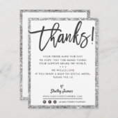 GESCHÄFTSTHANKE IHNEN Moderner Glitzer aus schwarz Dankeskarte (Vorne/Hinten)