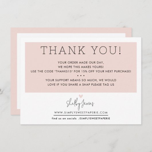 GESCHÄFTSTHANKE IHNEN niedliches, modernes Schwarz Dankeskarte (Vorne/Hinten)