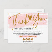GESCHÄFTSTHANKE IHNEN pinkfarbene und goldene Schr Postkarte (Vorne/Hinten)