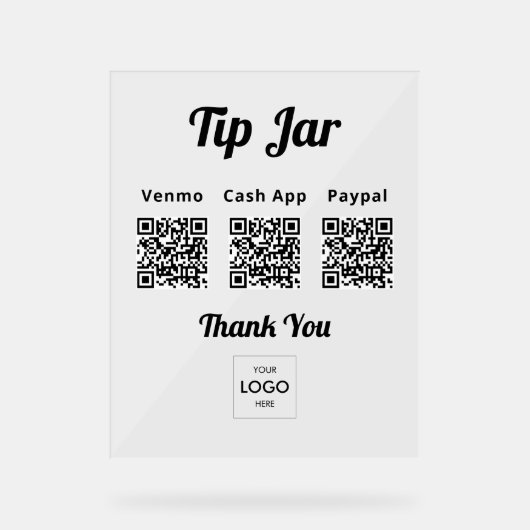 Geschäftstipp Jar QR-Logo Acrylschild (Vorderseite)