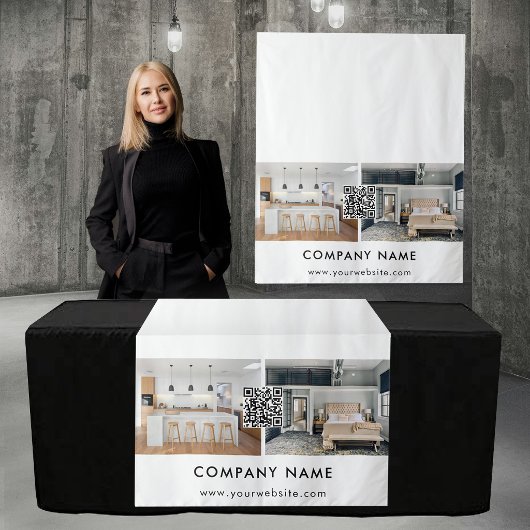 Geschäftstischläufer-Banner Immobilien QR-Code Wandteppich