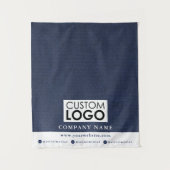 Geschäftstischläufer Banner Leinen Logo Blau Wandteppich (Vorderseite)