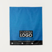 Geschäftstischläufer Banner Leinen Logo Blau Wandteppich (Vorderseite)