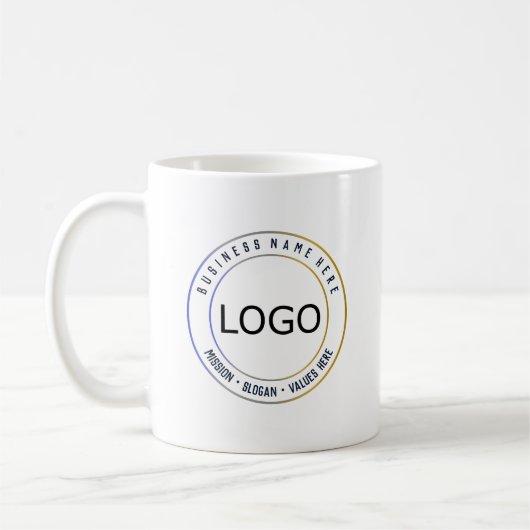 Geschäftsunternehmenslogo, Name und Slogan Kaffeetasse (Links)