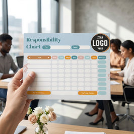 Geschäftsverantwortungs-Aufgaben-Chart-Logo-Checkl Notizblock