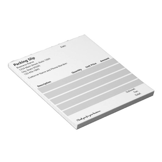 Geschäftsverpackungszettel Schwarz Weiß Hellgrau Notizblock (angewinkelt)