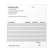 Geschäftsverpackungszettel Schwarz Weiß Hellgrau Notizblock (Vorderseite)