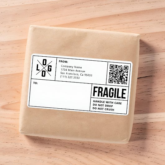 Geschäftsversand-Logo QR-Code Fragile Warnung